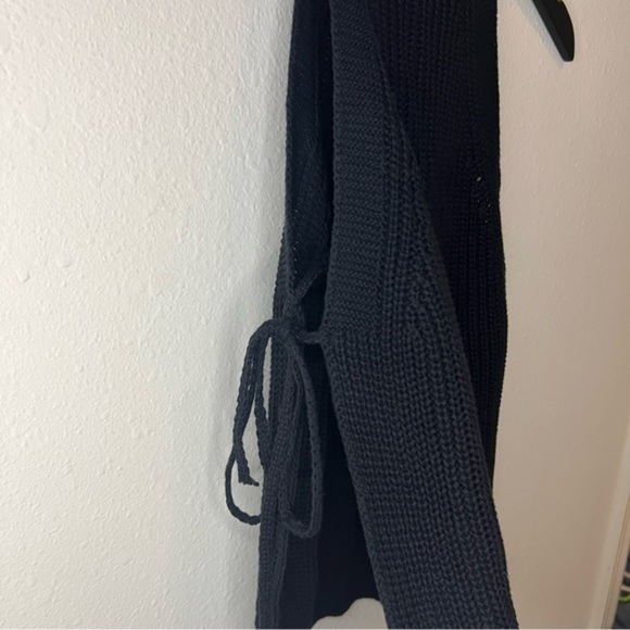 Revolve Superdown Sena Side Tie Top Split Knit Black High Neck - Picture 7 of 10